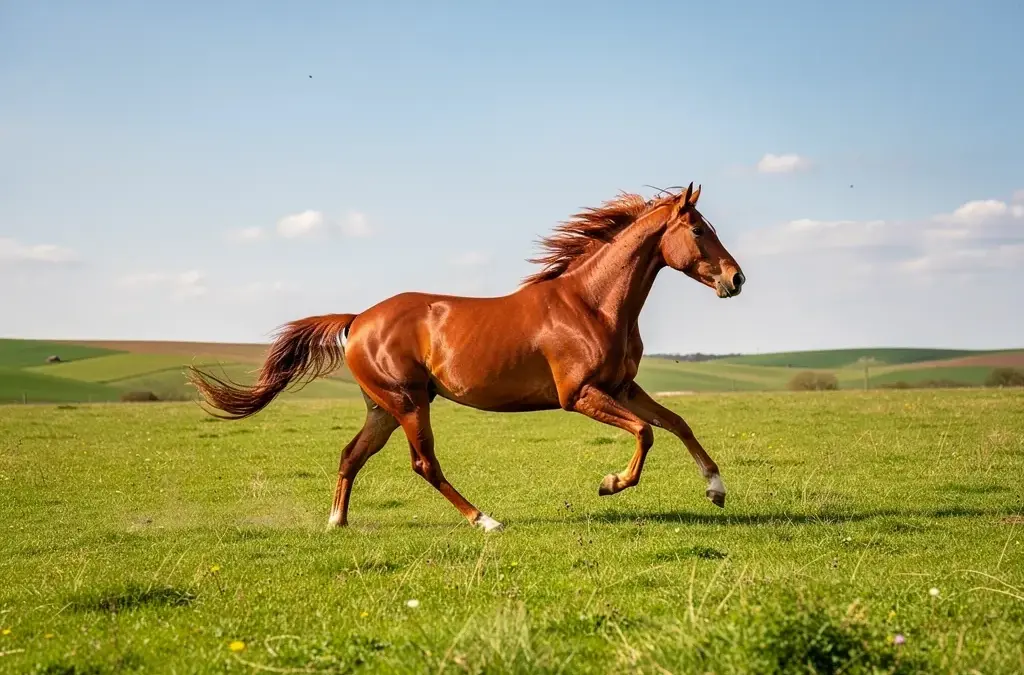 Pferd in Bewegung im Stall für mehr physische und psychische Gesundheit