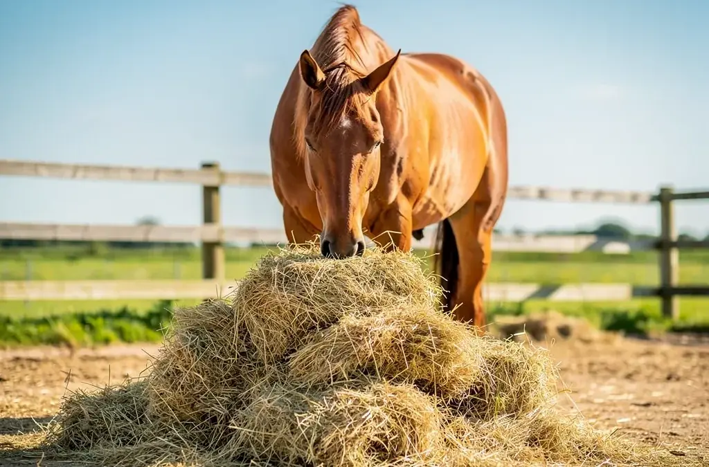 Fütterung Paddock Pferd mit hochwertigem Raufutter für Gesundheit und Wohlbefinden
