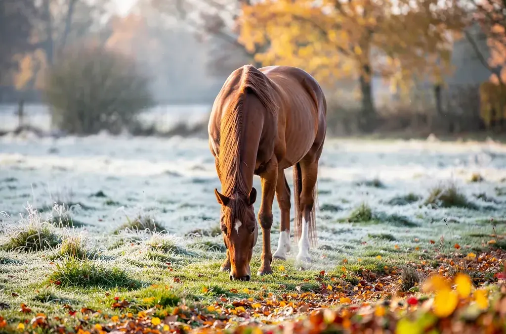 Sichere Herbstweide für Pferde mit Tipps zur Abgrasung und Futteraufnahme