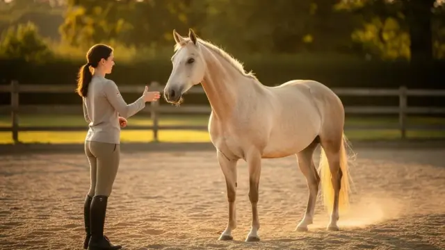 Pferd kommuniziert nonverbal durch Körpersprache im Horsemanship Verständnis