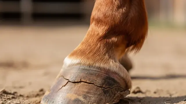 Hufpilz beim Pferd mit brüchigen Hufen und veränderter Hornfarbe