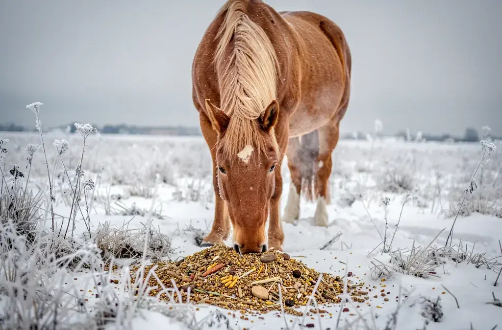 Kraftfutter für Pferde im Winter zur Deckung des Nährstoffbedarfs