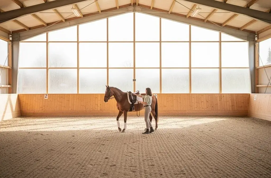 Longierhalle für Pferde ermöglicht wetterunabhängiges Training und optimale Lernbedingungen