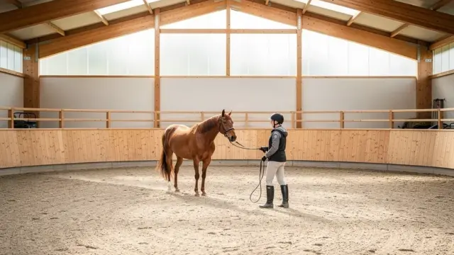 ALT-Text: Longierhalle für Pferde planen mit Fokus auf Sicherheit und Wohlbefinden