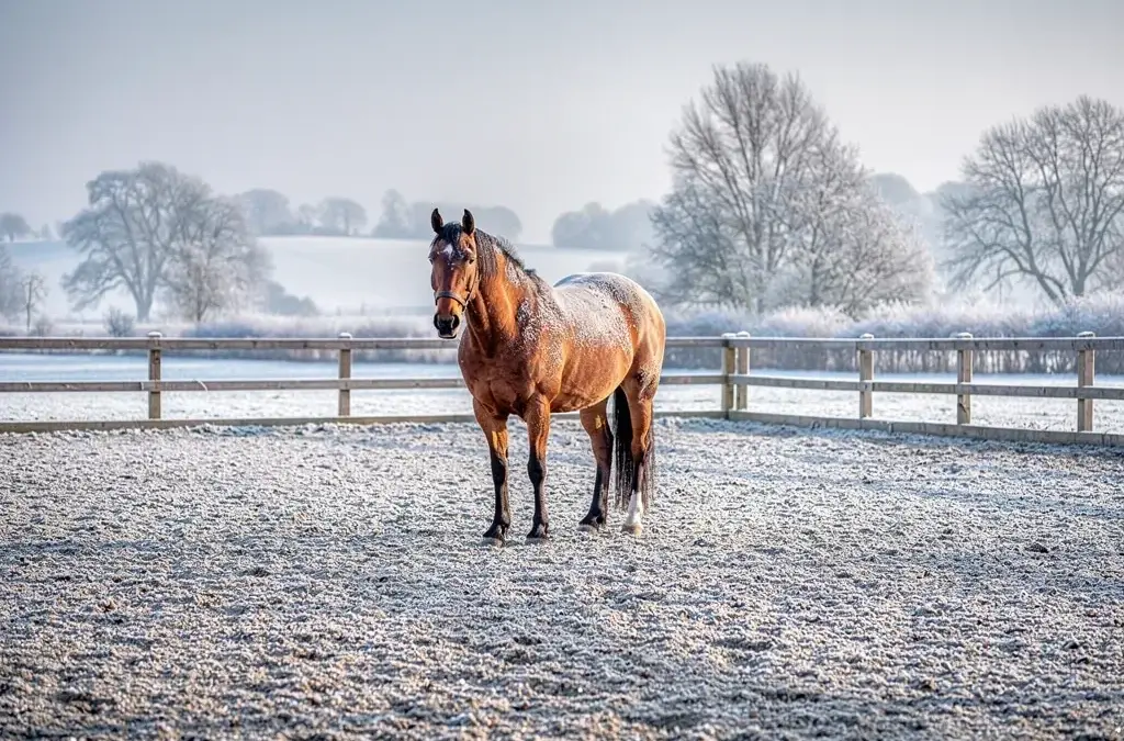 Paddock im Winter mit trockenem Untergrund und Tipps zur Matschvermeidung