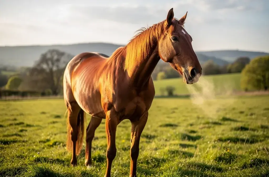 Pferd mit Atemnot zeigt angestrengte Atmung und Veränderungen im Verhalten