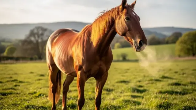 Pferd mit Atemnot zeigt angestrengte Atmung und Veränderungen im Verhalten