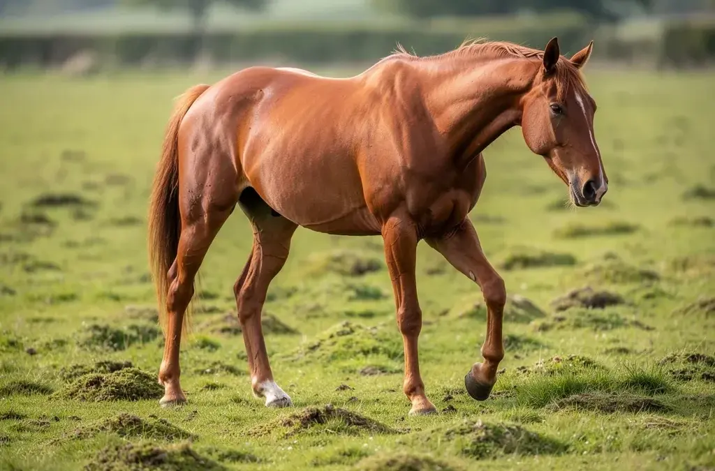 Pferd zeigt Symptome einer Bewegungsstörung wie Humpeln und Koordinationsprobleme
