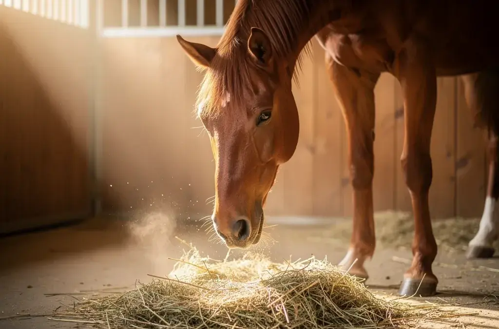 Pferd hustet beim Fressen wegen Atemwegserkrankungen und Futterqualität
