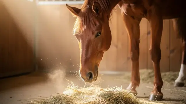 Pferd hustet beim Fressen wegen Atemwegserkrankungen und Futterqualität