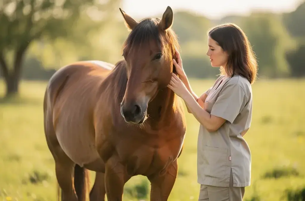 Pferd beim Tierarzt zur Untersuchung der Kostenfaktoren für Tierarztbesuche