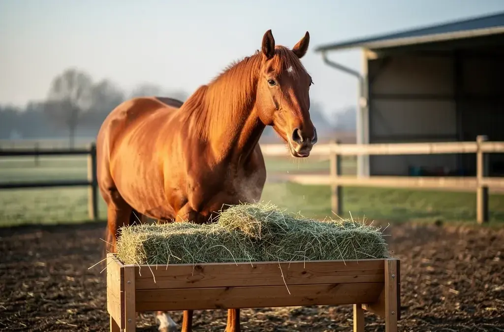 Pferd wiehert vor der Fütterung aus Vorfreude und kommunikativen Gründen