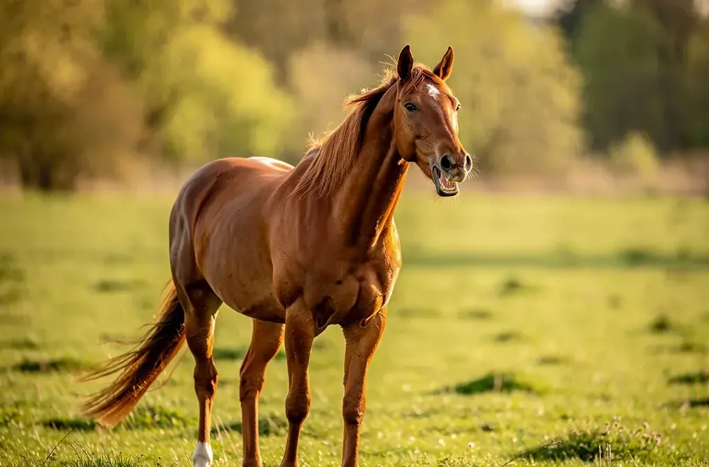 Pferd wiehert zur Ausdruck von Emotionen und Bedürfnissen in der Kommunikation
