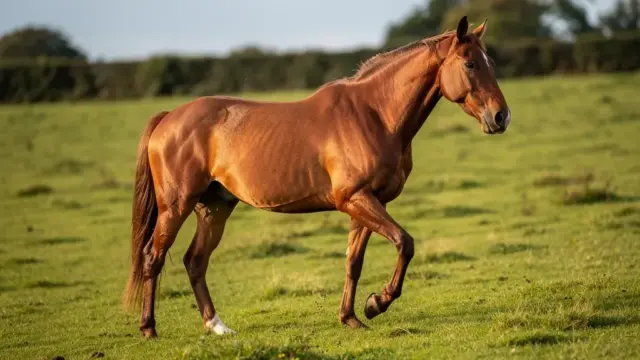 Pferd mit Bewegungsproblemen beim Training, deutlich reduzierte Dynamik erkennen