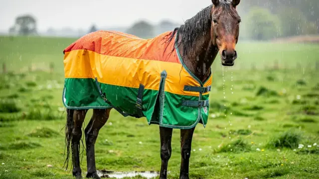 Regendecke für Pferde aus atmungsaktivem, wasserdichtem Material zum Schutz vor Nässe und Kälte