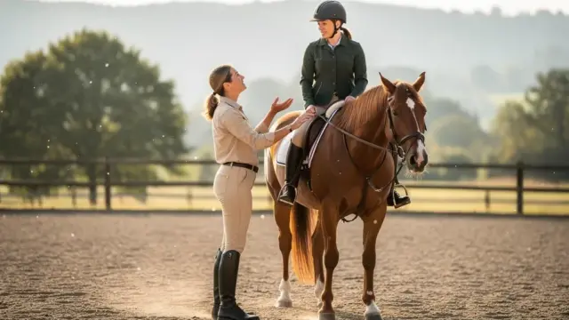 Erfahrener Trainer hilft beim Auffrischen der Reitkenntnisse im Reiturlaub