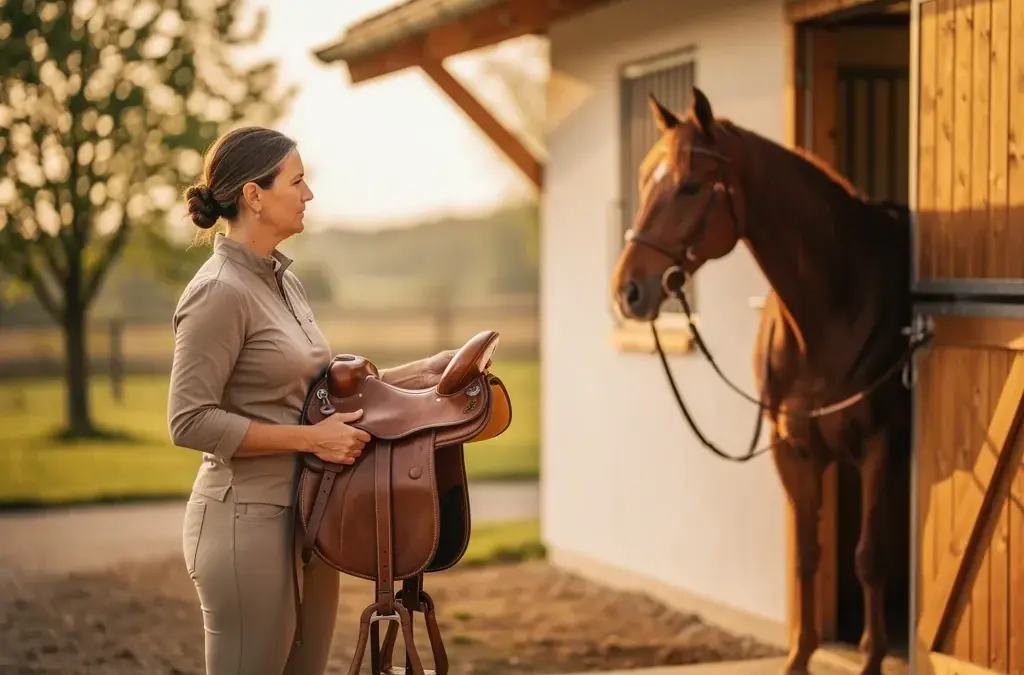 Reiter mit Pferd beim Sättel kaufen für optimale Passform und Komfort