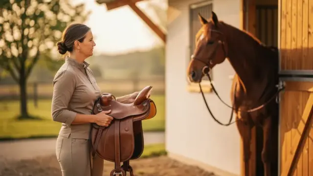 Reiter mit Pferd beim Sättel kaufen für optimale Passform und Komfort