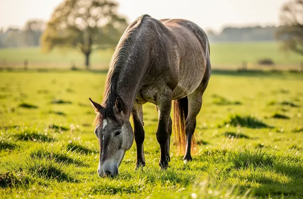Senior Pferd bei der optimalen Verdauungsunterstützung durch angepasste Ernährung