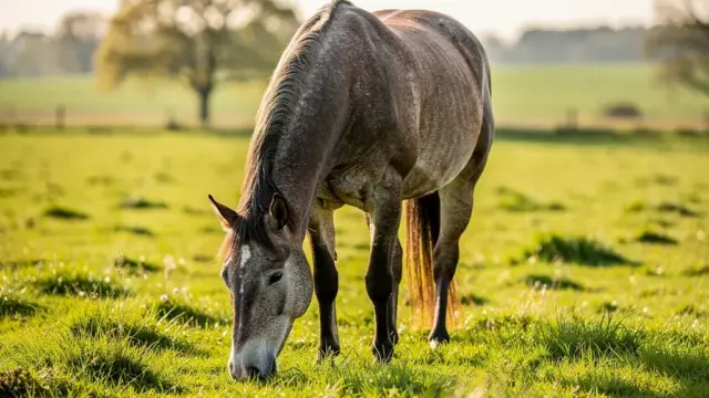 Senior Pferd bei der optimalen Verdauungsunterstützung durch angepasste Ernährung