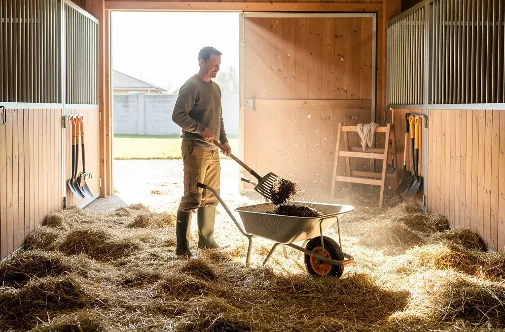Einstreu und Misten für optimale Stallhygiene bei Pferden