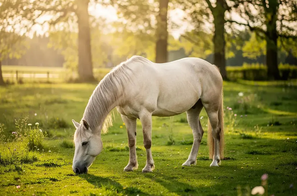 Pferd entspannt im Stall vor dem Turnier zur Stressprävention