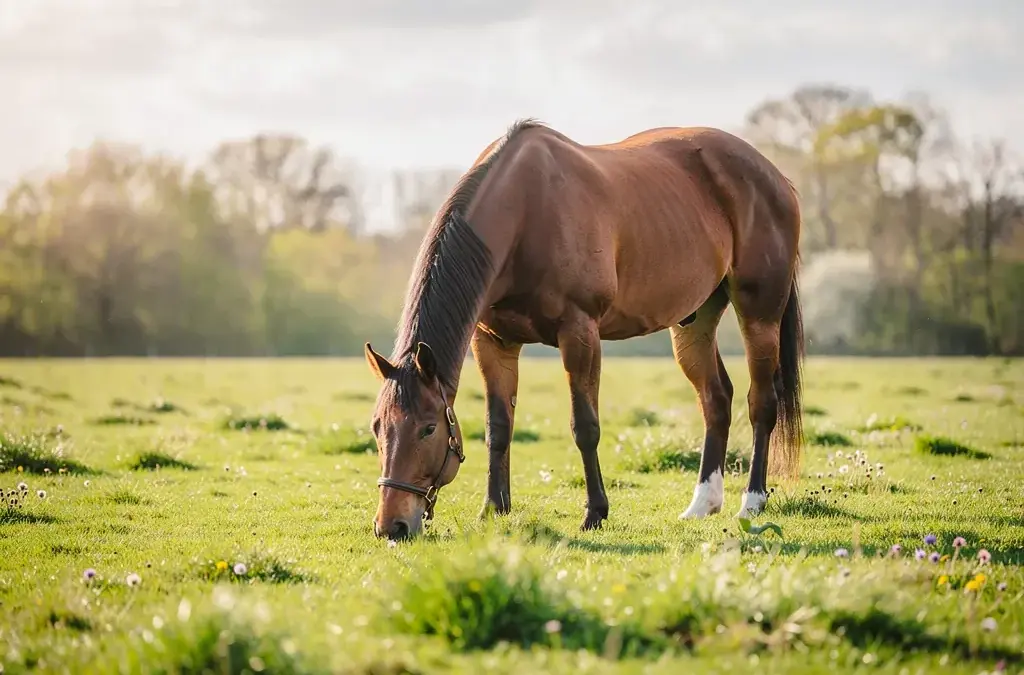 Stressfrei anweiden: Pferd genießen frische Weide im Frühling