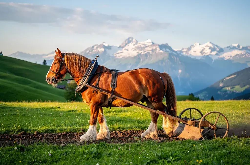 Süddeutsches Kaltblut in der Alpenregion als vielseitiges Arbeitspferd
