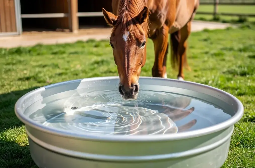 Tränke für Pferde mit Fokus auf Hygiene und Wasserqualität im Stall