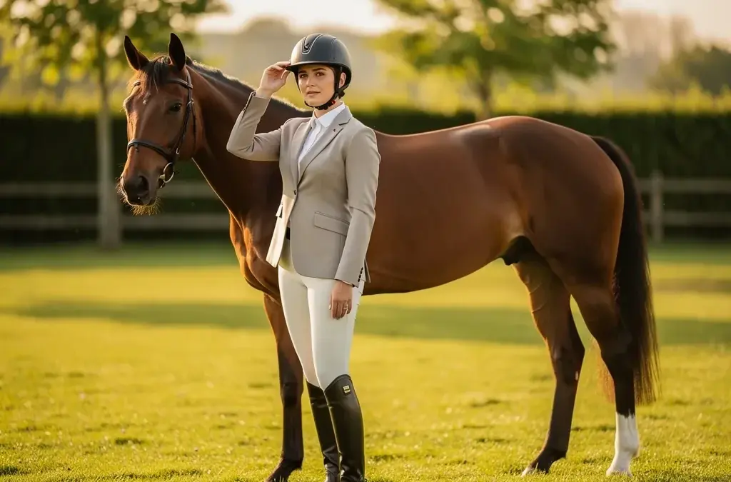 Elegantes Turnieroutfit für Reiter kombiniert Stil und Komfort für den perfekten Auftritt