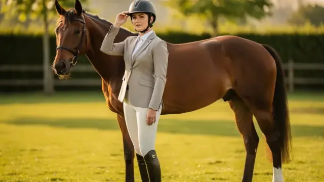 Elegantes Turnieroutfit für Reiter kombiniert Stil und Komfort für den perfekten Auftritt